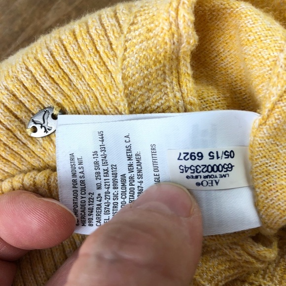 AEO mustard yellow v-neck long high low sweater, S - Picture 7 of 11